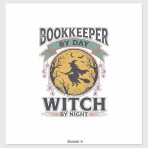 Boekhouder overdag Heks 's nachts Vintage T-shirt Sticker