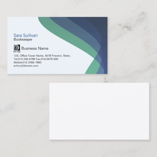 Boekhouder Rechts Blauw Hued Streams Professional Visitekaartje (Voorkant / Achterkant)