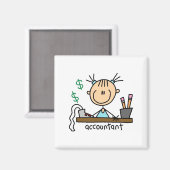 Boekhouder Stick Figure Magneet (Voorkant / Achterkant)