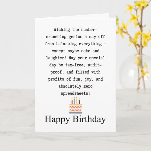 Boekhouder verjaardag kaart (Gele Bloem)