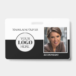Boekhouder Werknemers-ID Foto Zwart Wit Logo Badge