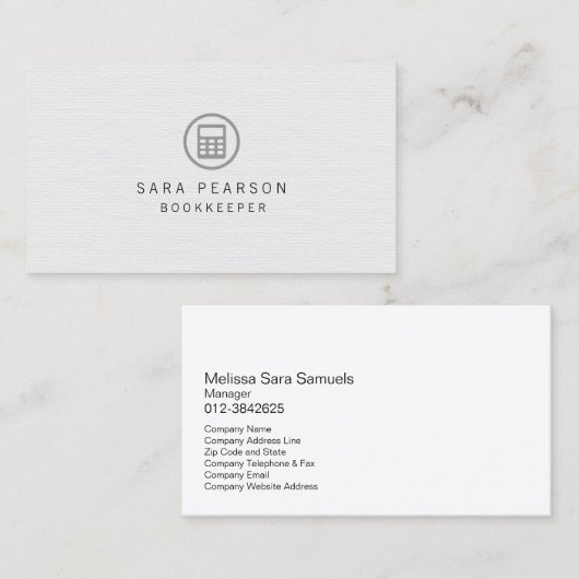 Boekhouder zwart rekenpictogram Financiering Visitekaartje (Voorkant / Achterkant)