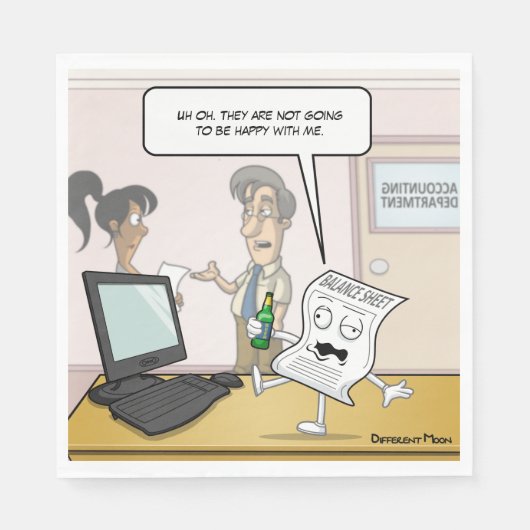 Boekhouding Drink balans Punny Party servetten (Voorkant)