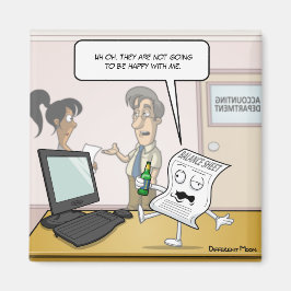 Boekhouding Drink Balans Punny Square Magnet