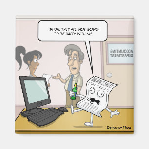 Boekhouding Drink Balans Punny Square Magnet