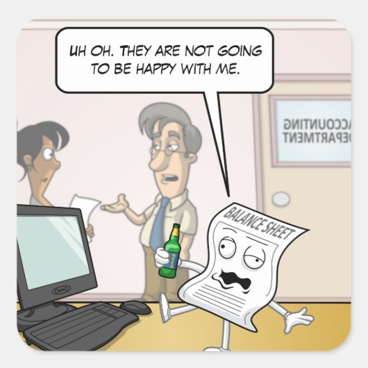 Boekhouding Drink Balans Punny Stickers (Voorkant)