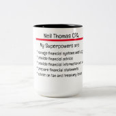 Boekhouding is mijn aangepaste Superpower-cadeau Tweekleurige Koffiemok (Center)