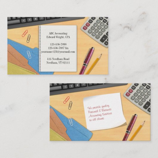 Boekhouding Kantoor Werkdesk Visitekaartje (Voorkant / Achterkant)