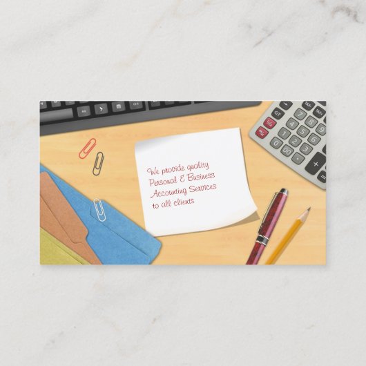 Boekhouding Kantoor Werkdesk Visitekaartje (Achterkant)
