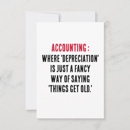 Boekhouding Waar 'afschrijving' slechts een fancy  Bedankkaart (Voorkant)