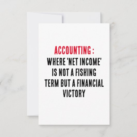 Boekhouding Wanneer het "netto-inkomen" geen visse Bedankkaart (Voorkant)
