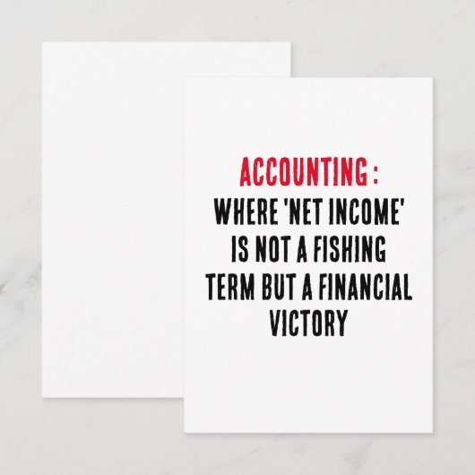Boekhouding Wanneer het "netto-inkomen" geen visse Bedankkaart (Voorkant / Achterkant)