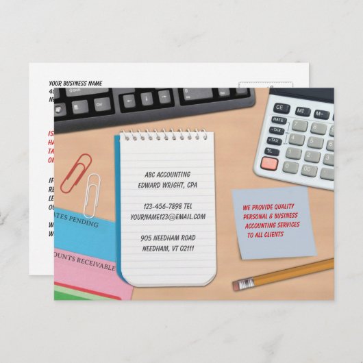 boekhoudkundig Briefkaart (Voorkant / Achterkant)