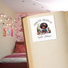 Boekhoudkundig sticker, boekbord Eigen donker haar Vierkante Sticker