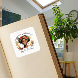 Boekhoudkundig sticker, boekbord Eigen donker haar Vierkante Sticker