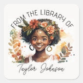 Boekhoudkundig sticker, boekbord Eigen donker haar Vierkante Sticker (Voorkant)