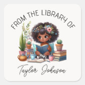 Boekhoudkundig sticker, boekbord Eigen donker haar Vierkante Sticker (Voorkant)