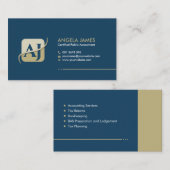 Boekhoudkundige diensten Monogram - Blauw en beige Visitekaartje (Voorkant / Achterkant)