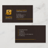 Boekhoudkundige diensten Monogram - Bruin en Geel Visitekaartje (Voorkant / Achterkant)