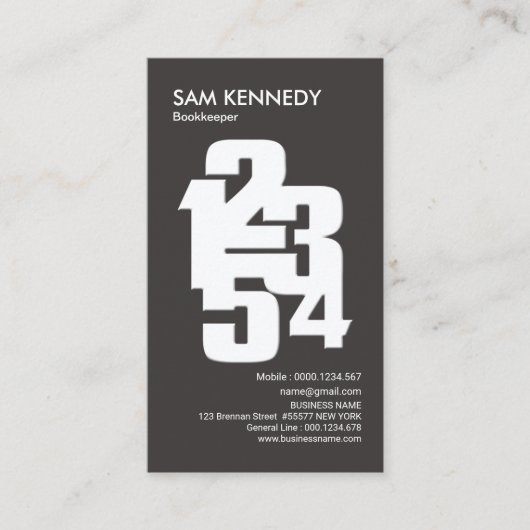 Boekhoudster Berekende getallen Boekhouddiensten Visitekaartje (Voorkant)