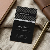 Boekhoudster - Elegant Black Chessboard Visitekaartje
