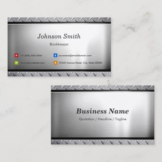 Boekhoudster - Stijlvolle Platinumlook Visitekaartje (Voorkant / Achterkant)