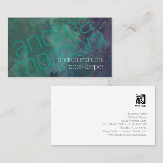 Boekhoudster Truquoise Grunge Dunne Letters Visitekaartje (Voorkant / Achterkant)