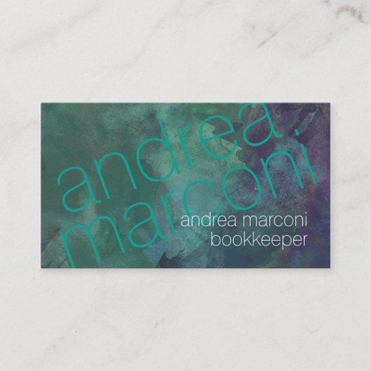 Boekhoudster Truquoise Grunge Dunne Letters Visitekaartje (Voorkant)