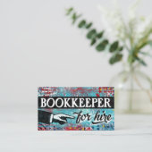 Boekhoudster voor hire Visitekaartjes - Blauw rood (Staand voorkant)