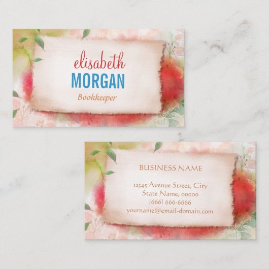 Boekhoudster - Waterverf in de kunstsector Visitekaartje (Voorkant / Achterkant)