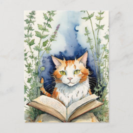 Boekig lezen Oranje kat Briefkaart