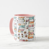 Boekige Boeken Pastel Roze Koffiemok Mok (Voorkant links)