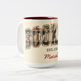 Boekige Boekenplank Est. 20XX Tweekleurige Koffiemok