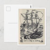  boekillustratie "Ik zag een schip varen" Briefkaart (Voorkant / Achterkant)