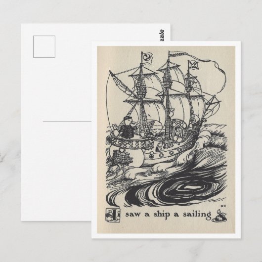  boekillustratie "Ik zag een schip varen" Briefkaart (Voorkant / Achterkant)