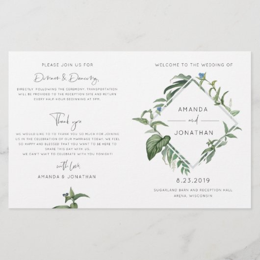 Boekje met het Botanische Greenery Wedding Program (Voorkant)