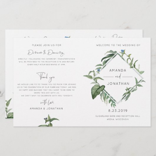 Boekje met het Botanische Greenery Wedding Program (Voorkant / Achterkant)
