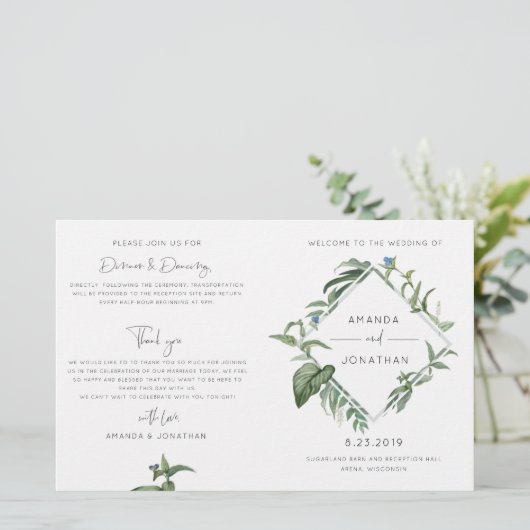 Boekje met het Botanische Greenery Wedding Program (Staand voorkant)