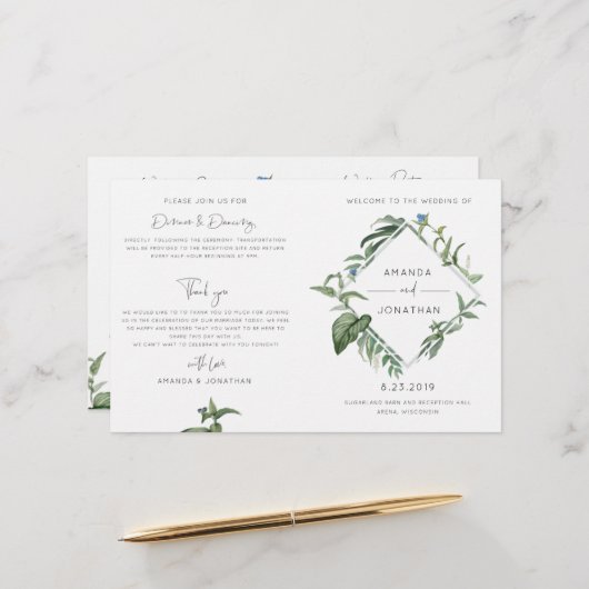 Boekje met het Botanische Greenery Wedding Program (Voorkant / Achterkant in situ)