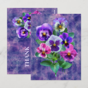 Boekje van Violets Pansy Flowers DANK JE Briefkaart
