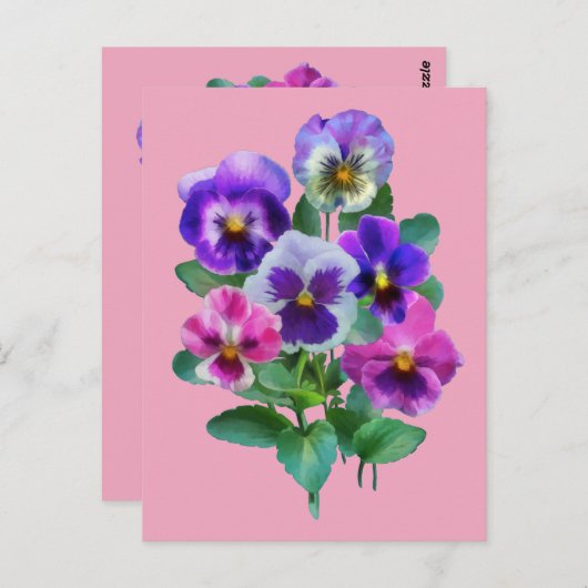 Boekje van Violets Pansy Flowers DANK JE Briefkaart (Voorkant / Achterkant)