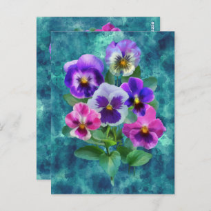 Boekje van Violets Pansy Flowers DANK JE Briefkaart