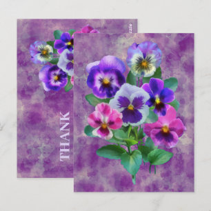 Boekje van Violets Pansy Flowers DANK JE Briefkaart