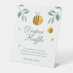Boekjes en cadeaus voor baby bijenfeestje  reclamebord met voetstuk