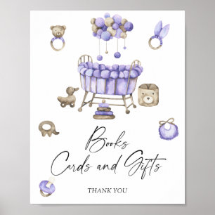 Boekjes, kaarten en cadeaus voor babyborrel poster