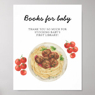 Boekjes voor babyborrel Little Meatball Poster