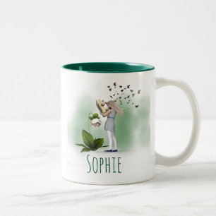 Boekjesboekenliefhebber whimsical girl name tweekleurige koffiemok