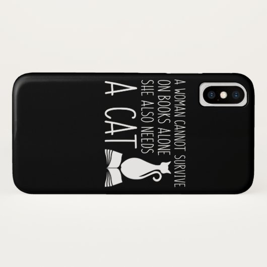 Boekkat Vrouw Survive Books heeft een kat nodig Case-Mate iPhone Case (Achterkant (horizontaal))