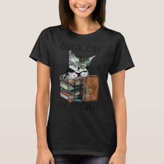 Boekkatten Leven is zoete kat Boek Lovers Lezen B T-shirt