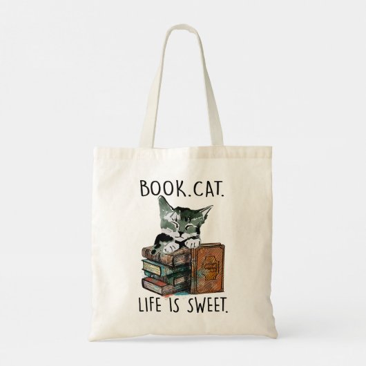 Boekkatten Leven is zoete kat Boek Lovers Lezen B Tote Bag (Achterkant)